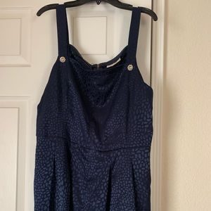 Blue satin romper with cute buttons